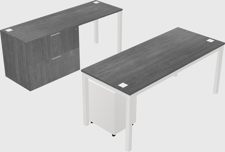Parallel desk + file cabinet