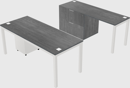 Parallel desk + file cabinet