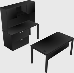 Parallel Desk + File Cabinet