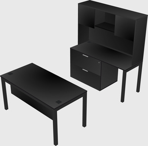 Parallel desk + file cabinet