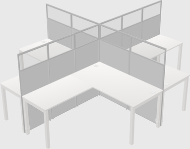 Shared l-shaped cubicles