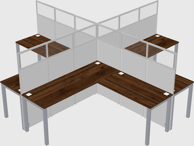 Shared l-shaped cubicles