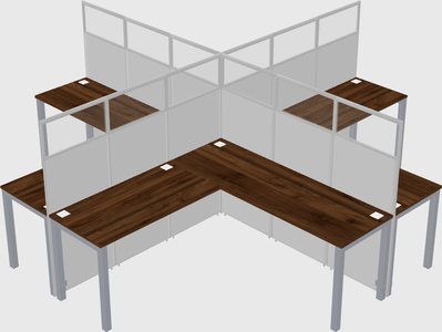 Shared l-shaped cubicles