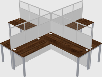 Shared l-shaped cubicles