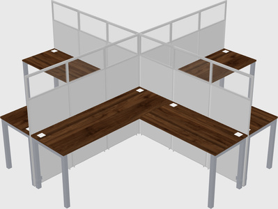 Shared l-shaped cubicles