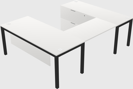 U-shaped desk + file cabinet