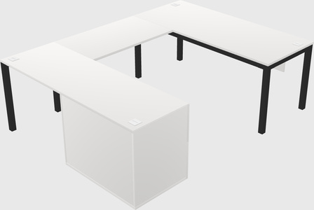 U-shaped desk + file cabinet