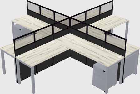 Shared l-shaped cubicles