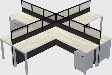 Shared l-shaped cubicles