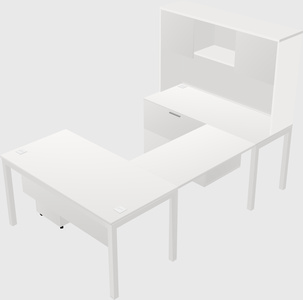 U-shaped desk + file cabinet