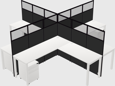 Shared l-shaped cubicles