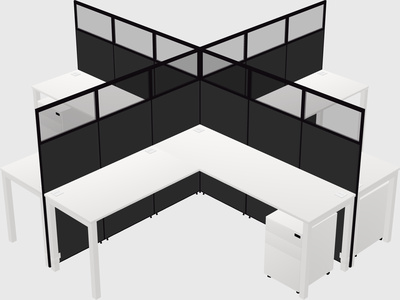 Shared l-shaped cubicles