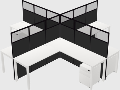 Shared l-shaped cubicles