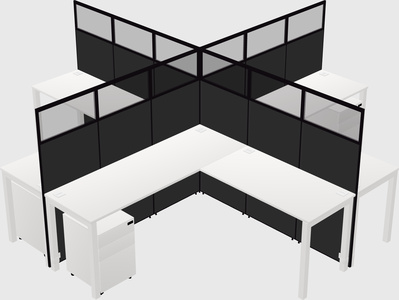 Shared l-shaped cubicles
