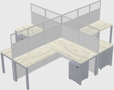 Shared l-shaped cubicles