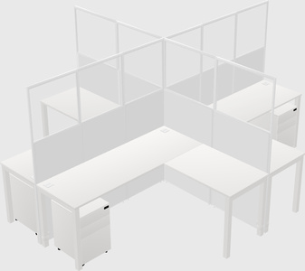 Cubículos compartidos en forma de l