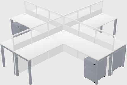 Shared l-shaped cubicles
