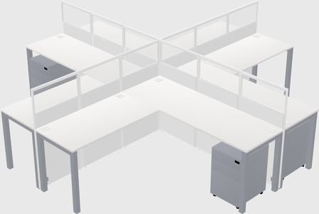 Shared l-shaped cubicles