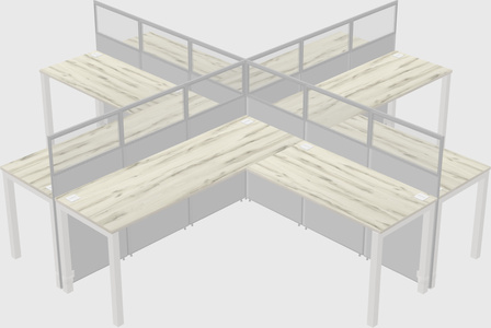 Shared l-shaped cubicles