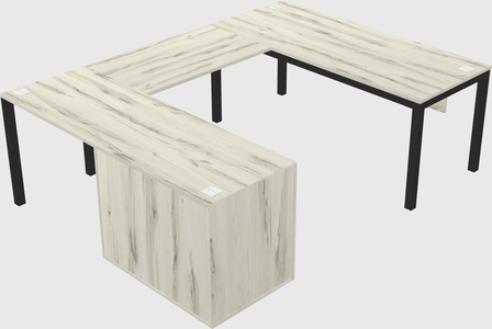 U-shaped desk + file cabinet