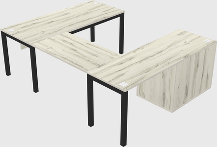 U-shaped desk + file cabinet