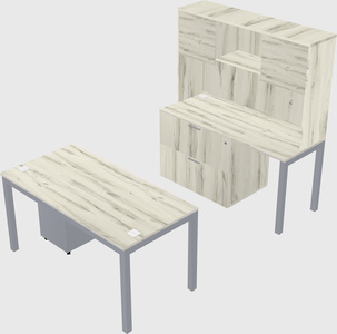 Parallel desk + file cabinet