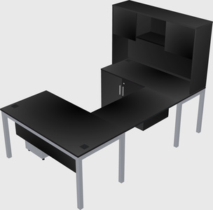 U-shaped desk + cabinet