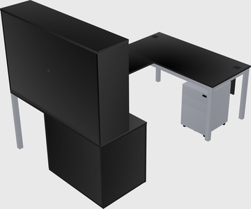 U-shaped desk + cabinet
