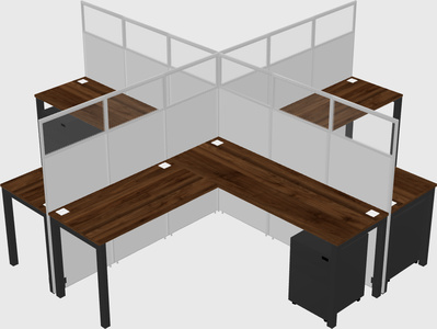 Shared l-shaped cubicles