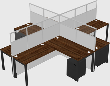 Shared l-shaped cubicles