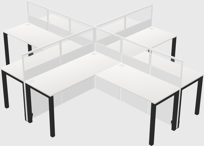 Cubículos compartidos en forma de l