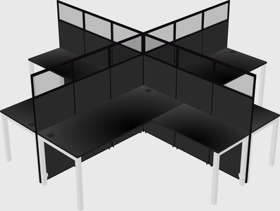 Shared l-shaped cubicles