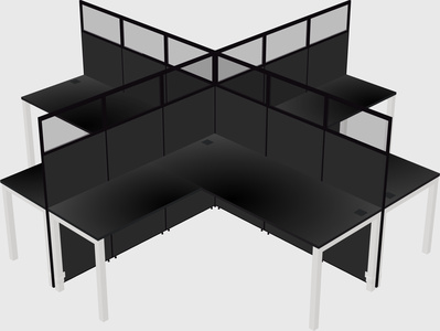 Shared l-shaped cubicles