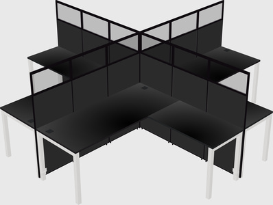 Shared l-shaped cubicles