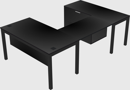 U-shaped desk + file cabinet