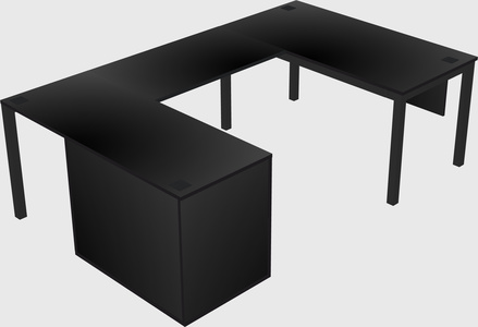 U-shaped desk + file cabinet