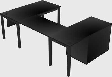 U-shaped desk + file cabinet