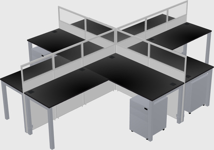 Shared l-shaped cubicles