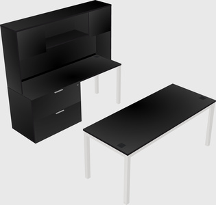 Parallel desk + file cabinet