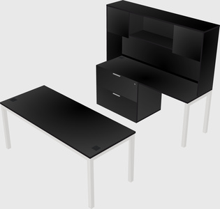 Parallel desk + file cabinet