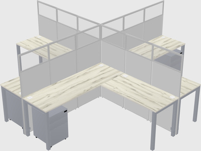 Shared l-shaped cubicles