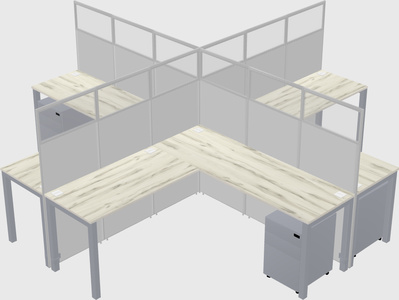 Shared l-shaped cubicles