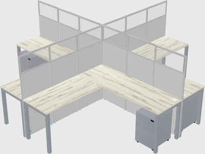 Shared l-shaped cubicles
