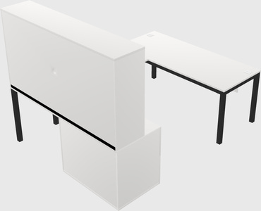 U-shaped desk + file cabinet