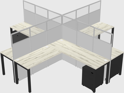 Shared l-shaped cubicles
