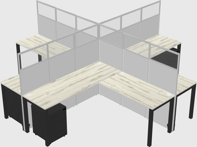 Shared l-shaped cubicles
