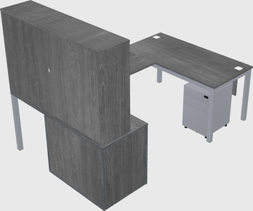 U-shaped desk + cabinet