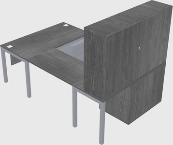 U-shaped desk + cabinet
