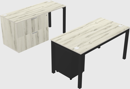 Parallel desk + file cabinet