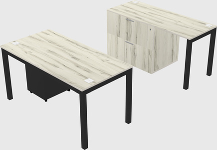 Parallel desk + file cabinet